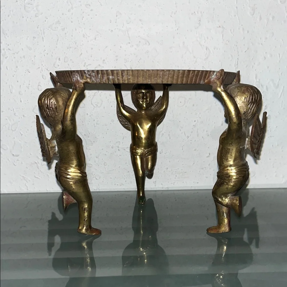 Vintage brass Cherub base/candle holder